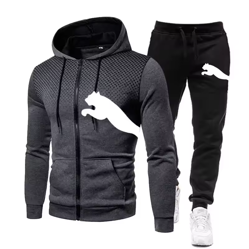 Hooded Sweatshirt + Pants Set, Sports Running Leisure Wear