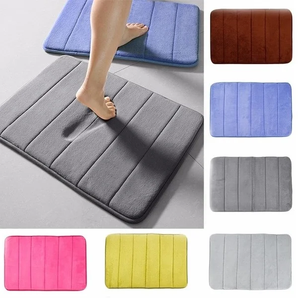 40*60cm Thick Soft Coral Fleece Carpet Water Absorption Memory Foam Bath Mat Kitchen Non-slip Rugs
