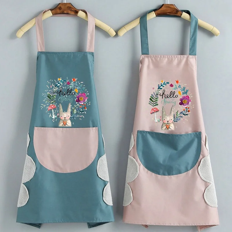 Wipable apron kitchen household oil-proof female apron lovely adult men and women cooking work clothes apron